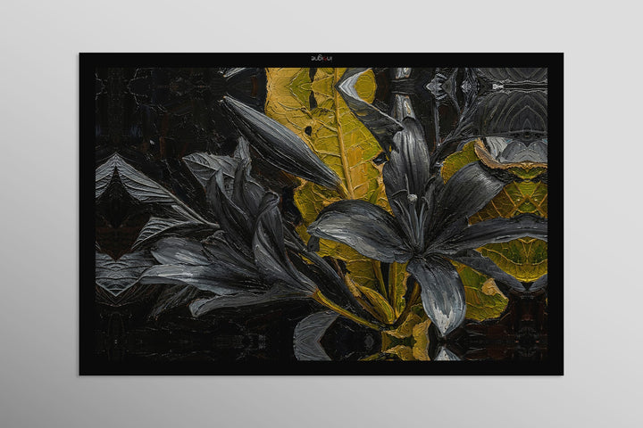 Noir Lilies &amp; Gilded Shadows — 3D Haptic Embossed High-Gloss Luxury Wall Art Home &amp; Garden > Decor > Artwork > Posters, Prints, &amp; Visual Artwork Insigne Art Design