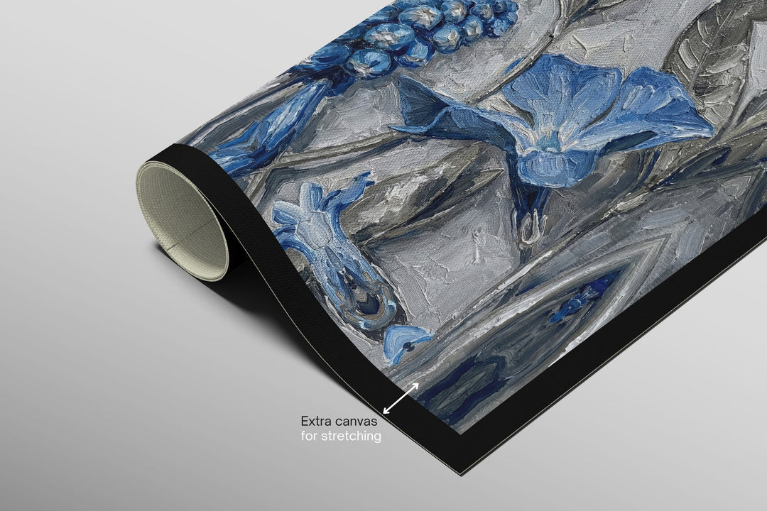 Sapphire Flora Relief — 3D Haptic Embossed High-Gloss Luxury Wall Art Home &amp; Garden > Decor > Artwork > Posters, Prints, &amp; Visual Artwork Insigne Art Design