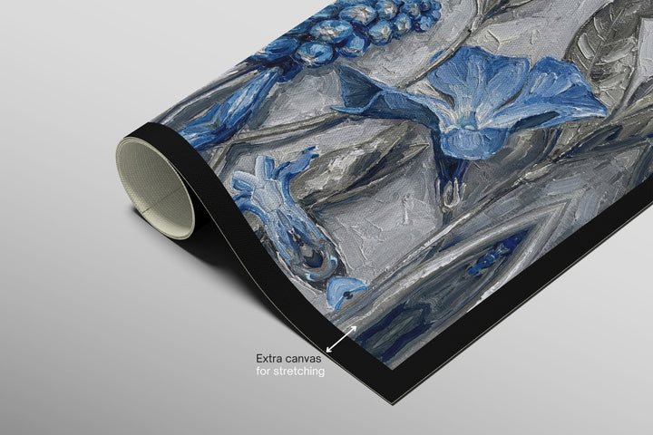 Sapphire Flora Relief — 3D Haptic Embossed High-Gloss Luxury Wall Art Home &amp; Garden > Decor > Artwork > Posters, Prints, &amp; Visual Artwork Insigne Art Design
