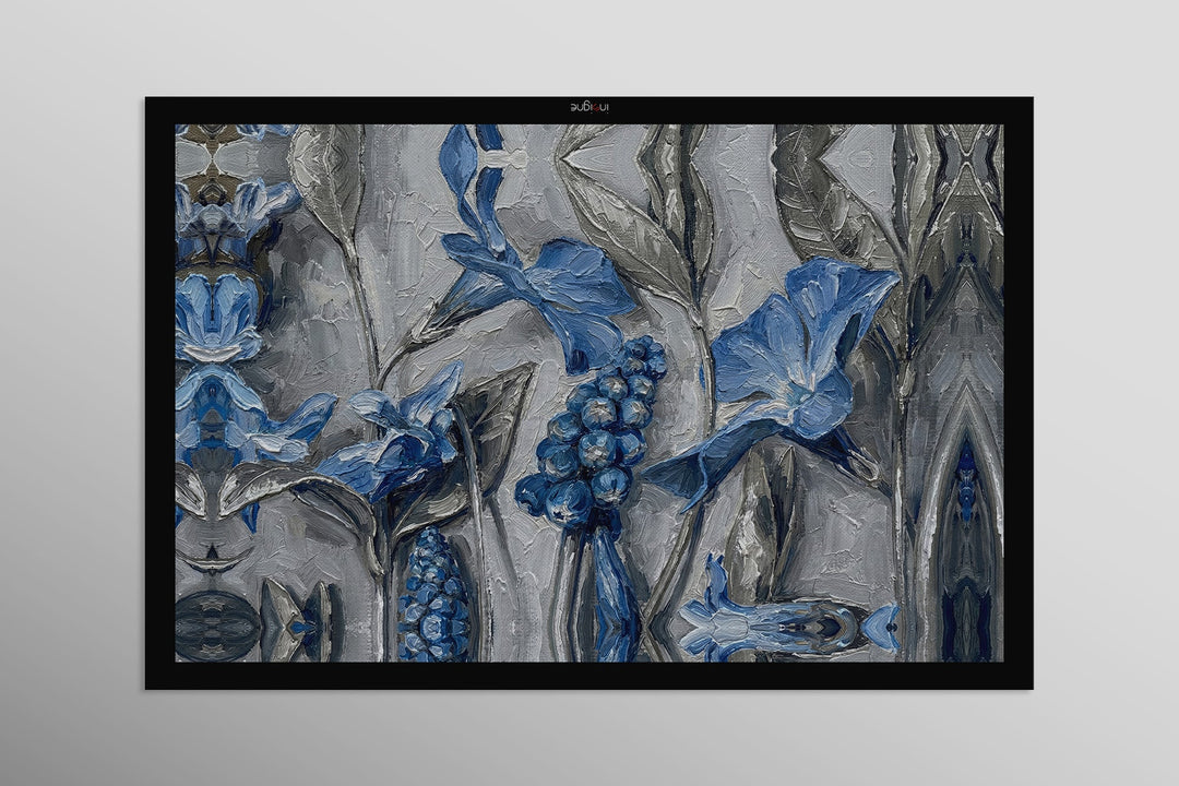 Sapphire Flora Relief — 3D Haptic Embossed High-Gloss Luxury Wall Art Home &amp; Garden > Decor > Artwork > Posters, Prints, &amp; Visual Artwork Insigne Art Design