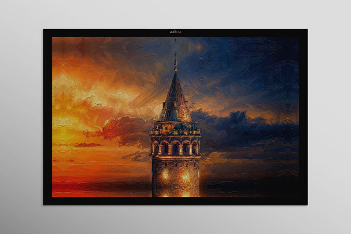 Galata Sunset Sentinel — 3D Haptic Embossed High-Gloss Luxury Wall Art Home &amp; Garden > Decor > Artwork > Posters, Prints, &amp; Visual Artwork Insigne Art Design