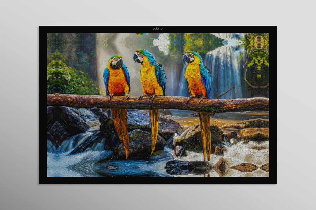 Tropical Trio Haven — 3D Haptic Embossed High-Gloss Luxury Wall Art Home &amp; Garden > Decor > Artwork > Posters, Prints, &amp; Visual Artwork Insigne Art Design