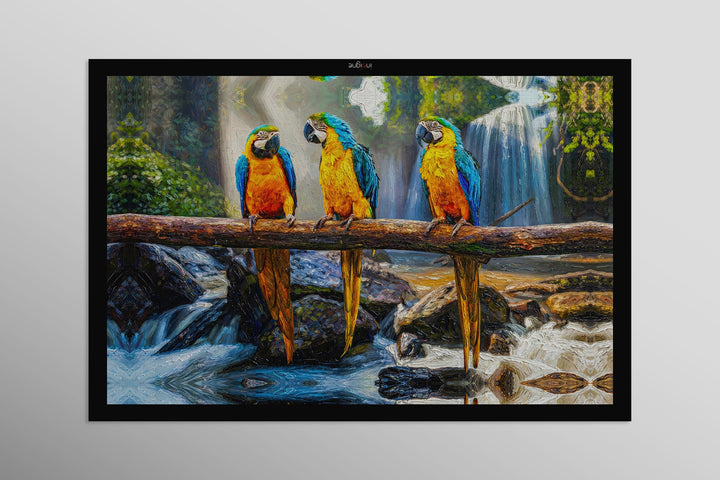 Tropical Trio Haven — 3D Haptic Embossed High-Gloss Luxury Wall Art Home &amp; Garden > Decor > Artwork > Posters, Prints, &amp; Visual Artwork Insigne Art Design