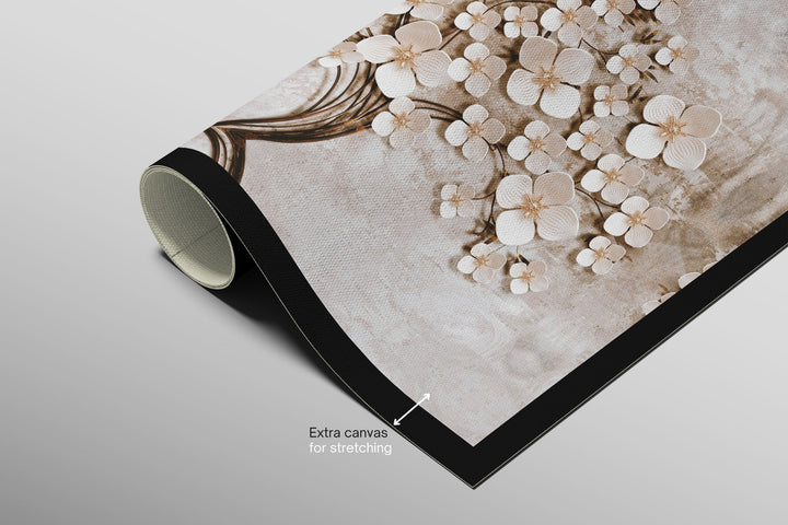 Ivory Floral Symphony — 3D Haptic Embossed High-Gloss Luxury Wall Art Home &amp; Garden > Decor > Artwork > Posters, Prints, &amp; Visual Artwork Insigne Art Design