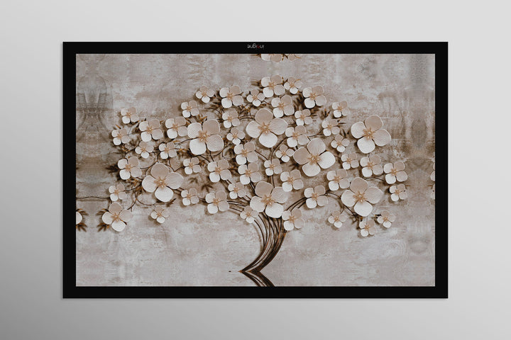 Ivory Floral Symphony — 3D Haptic Embossed High-Gloss Luxury Wall Art Home &amp; Garden > Decor > Artwork > Posters, Prints, &amp; Visual Artwork Insigne Art Design