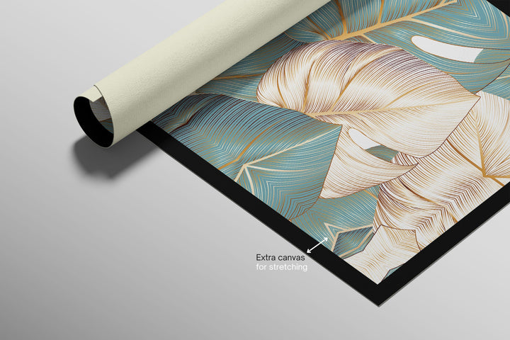 Azure Gilded Monstera — 3D Haptic Embossed High-Gloss Luxury Wall Art Home &amp; Garden > Decor > Artwork > Posters, Prints, &amp; Visual Artwork Insigne Art Design