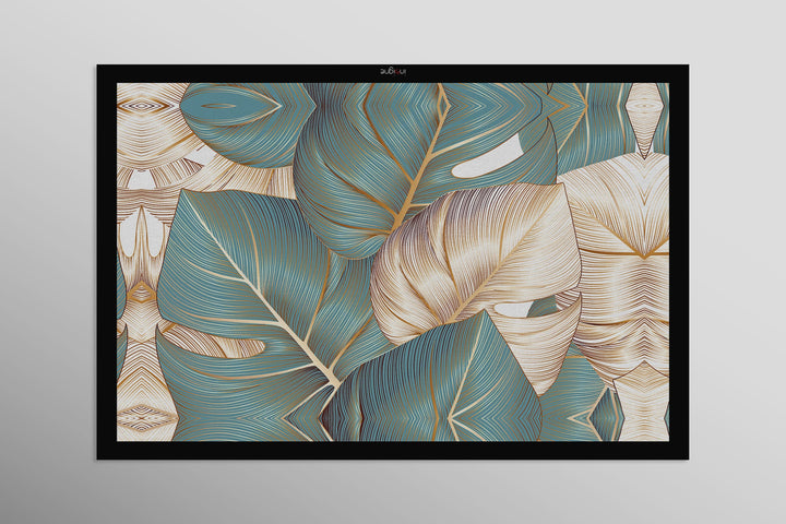 Azure Gilded Monstera — 3D Haptic Embossed High-Gloss Luxury Wall Art Home &amp; Garden > Decor > Artwork > Posters, Prints, &amp; Visual Artwork Insigne Art Design