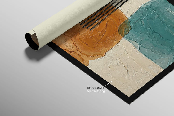 Ochre &amp; Teal Linear Harmony — 3D Haptic Embossed High-Gloss Luxury Wall Art Home &amp; Garden > Decor > Artwork > Posters, Prints, &amp; Visual Artwork Insigne Art Design