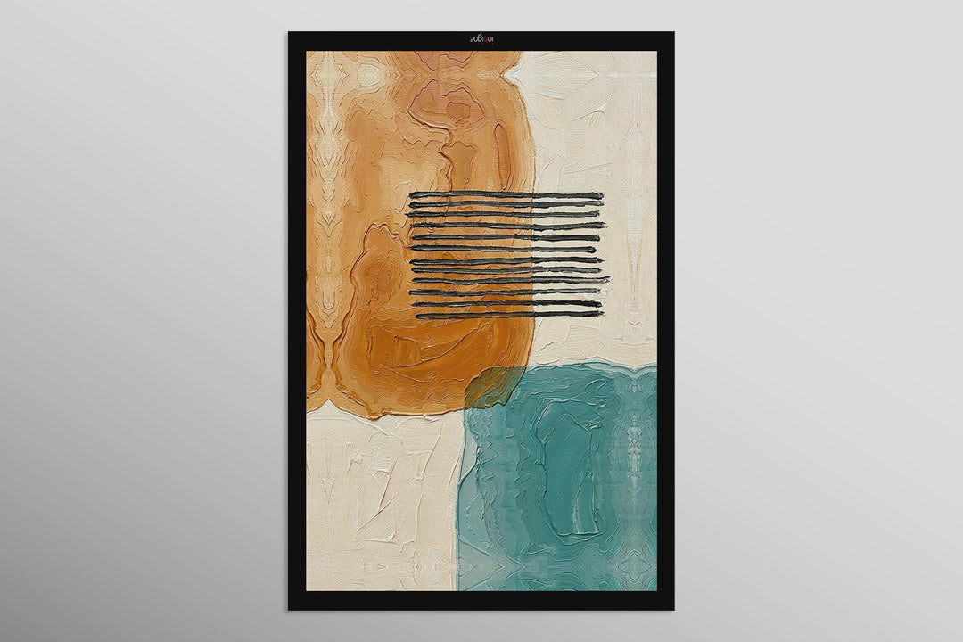 Ochre &amp; Teal Linear Harmony — 3D Haptic Embossed High-Gloss Luxury Wall Art Home &amp; Garden > Decor > Artwork > Posters, Prints, &amp; Visual Artwork Insigne Art Design