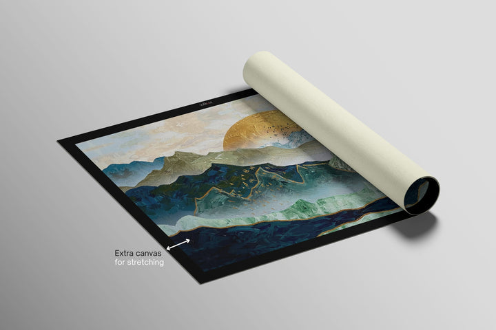 Golden Summit Peaks — 3D Haptic Embossed High-Gloss Luxury Wall Art Home &amp; Garden > Decor > Artwork > Posters, Prints, &amp; Visual Artwork Insigne Art Design