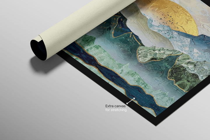 Golden Summit Peaks — 3D Haptic Embossed High-Gloss Luxury Wall Art Home &amp; Garden > Decor > Artwork > Posters, Prints, &amp; Visual Artwork Insigne Art Design