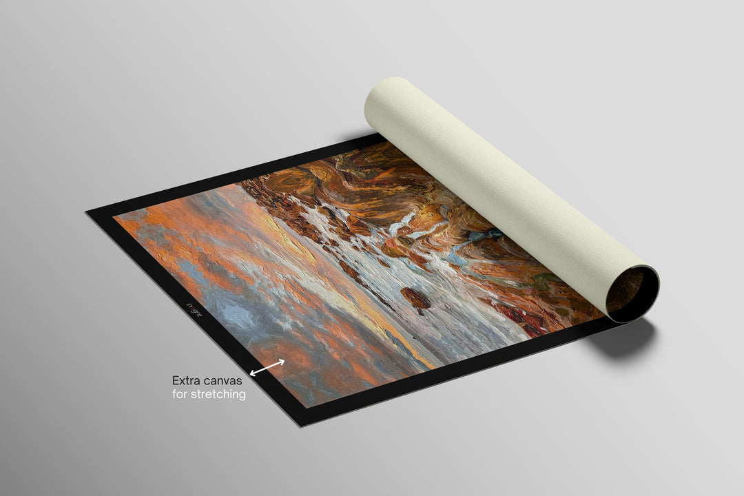 Amber Coastline Reverie — 3D Haptic Embossed High-Gloss Luxury Wall Art Wall Decoration Insigne Art Design