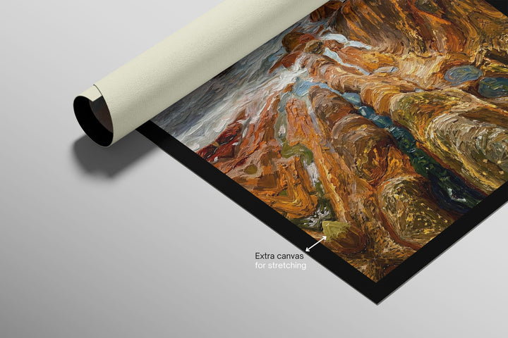 Amber Coastline Reverie — 3D Haptic Embossed High-Gloss Luxury Wall Art Wall Decoration Insigne Art Design
