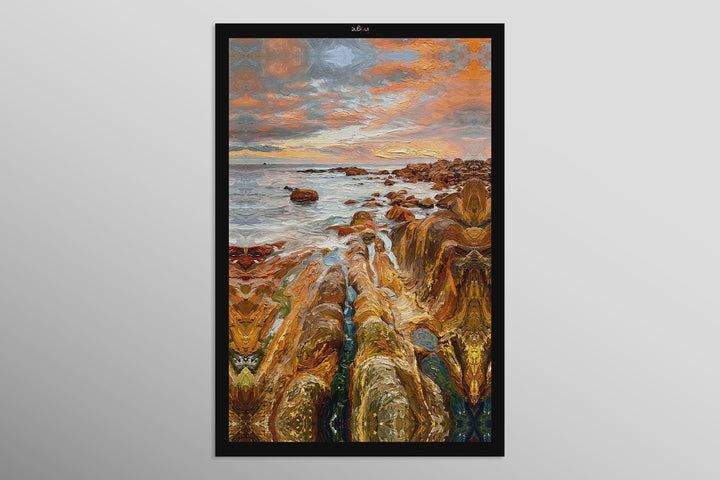 Amber Coastline Reverie — 3D Haptic Embossed High-Gloss Luxury Wall Art Wall Decoration Insigne Art Design
