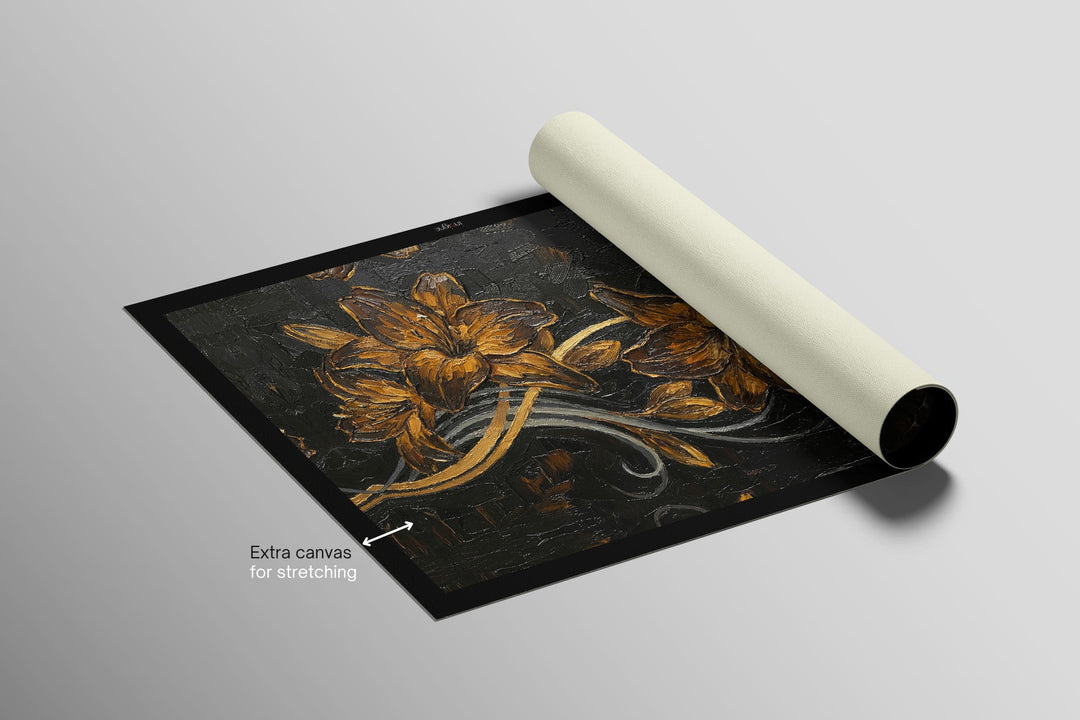 Gilded Ember Lilies — 3D Haptic Embossed High-Gloss Luxury Wall Art Home &amp; Garden > Decor > Artwork > Posters, Prints, &amp; Visual Artwork Insigne Art Design