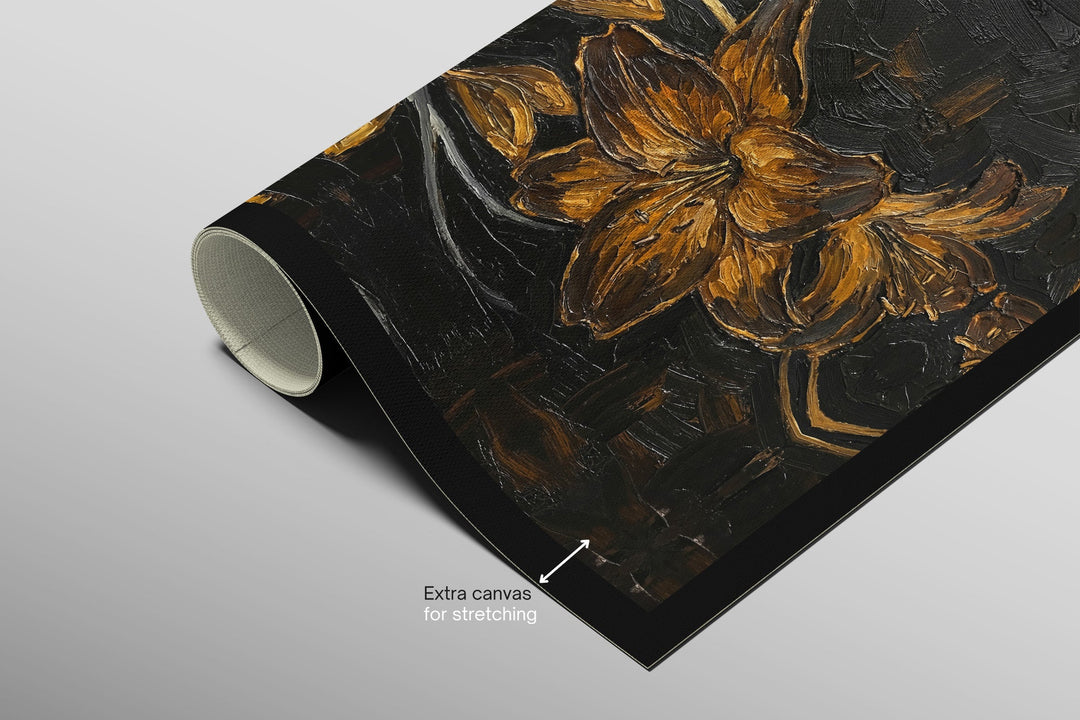 Gilded Ember Lilies — 3D Haptic Embossed High-Gloss Luxury Wall Art Home &amp; Garden > Decor > Artwork > Posters, Prints, &amp; Visual Artwork Insigne Art Design