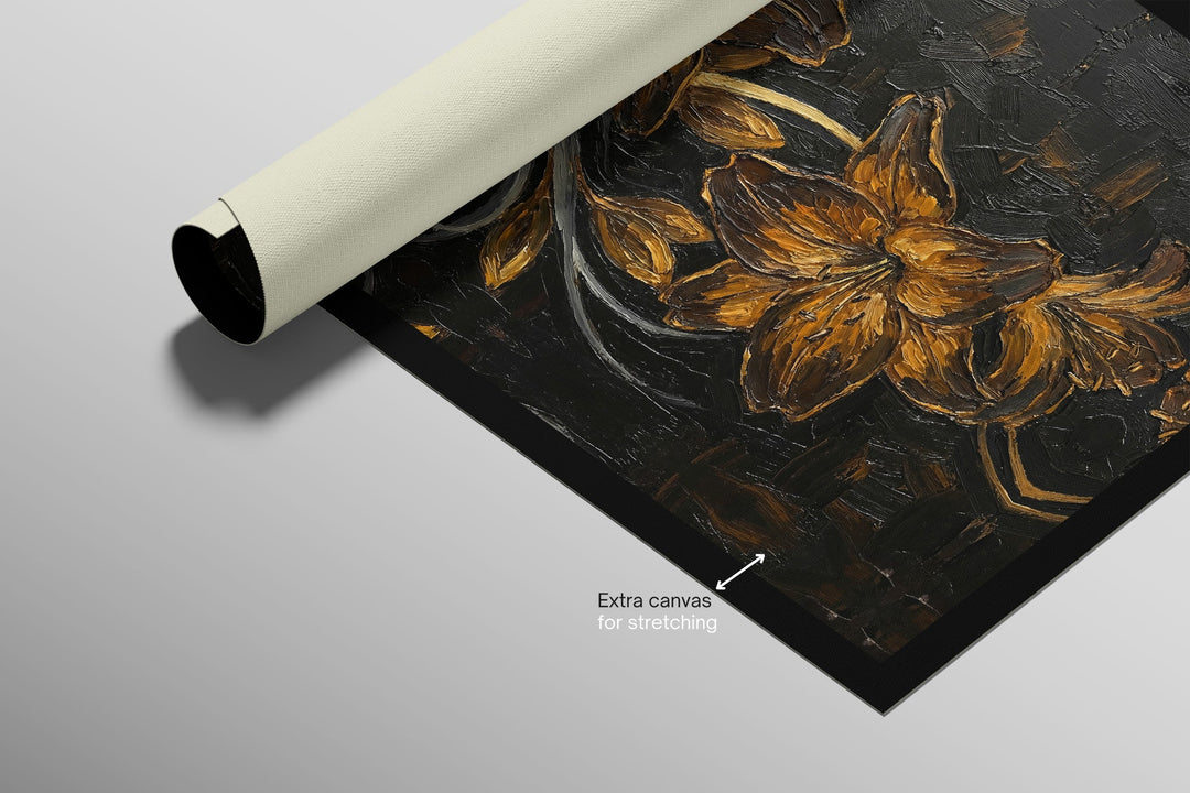 Gilded Ember Lilies — 3D Haptic Embossed High-Gloss Luxury Wall Art Home &amp; Garden > Decor > Artwork > Posters, Prints, &amp; Visual Artwork Insigne Art Design