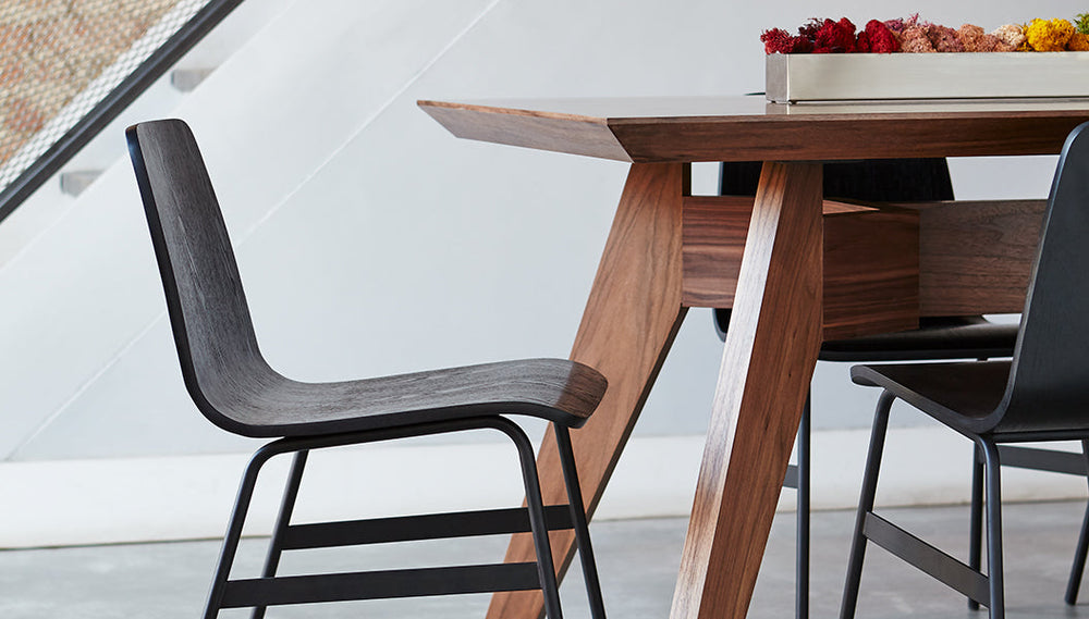Lecture Dining Chair by Gus Modern finish and detail view