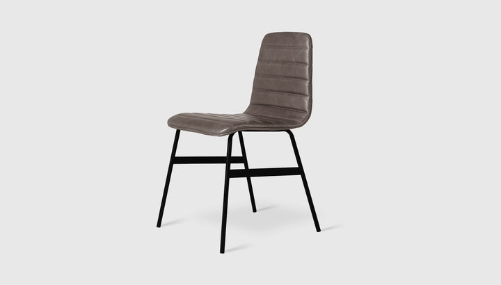 Lecture Dining Chair Upholstered by Gus Modern finish and detail view