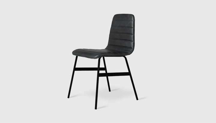 Lecture Dining Chair Upholstered by Gus Modern finish and detail view