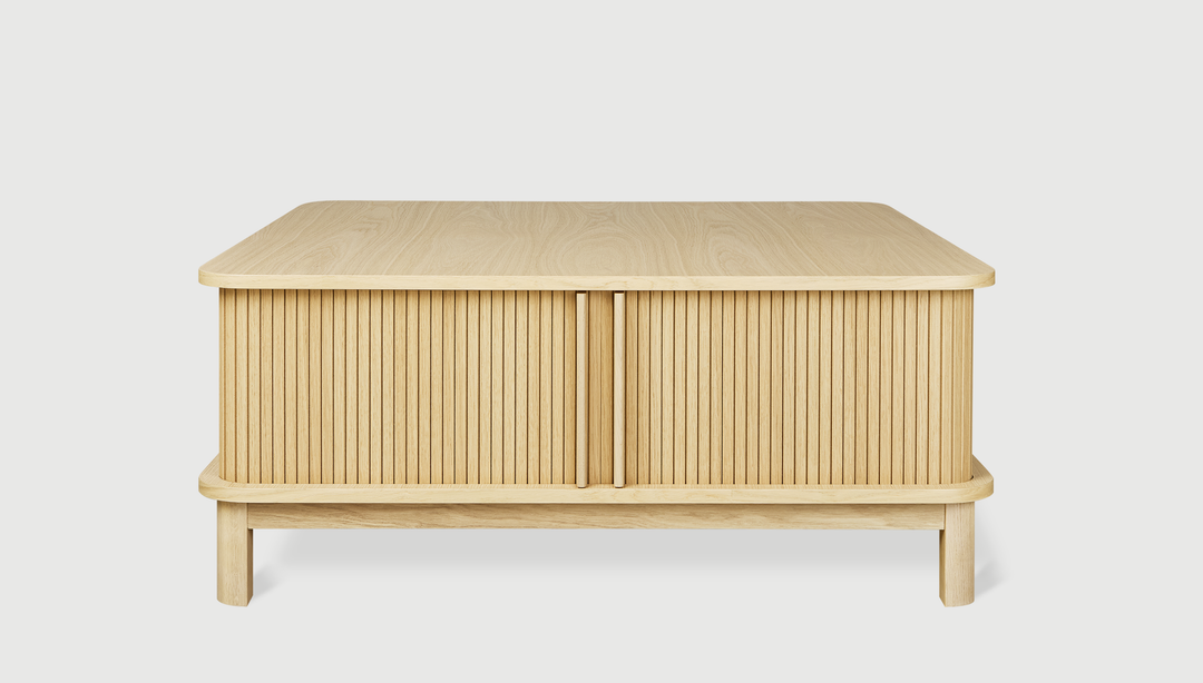 Ledger Coffee Table by Gus Modern finish and detail view