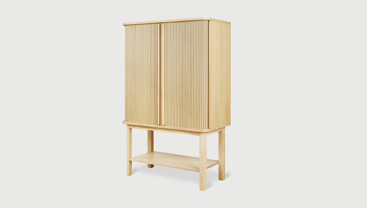 Ledger Tall Cabinet by Gus Modern finish and detail view