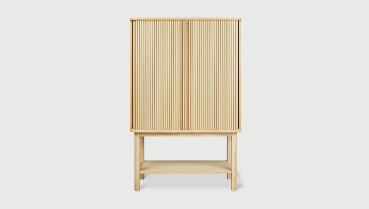Ledger Tall Cabinet by Gus Modern finish and detail view