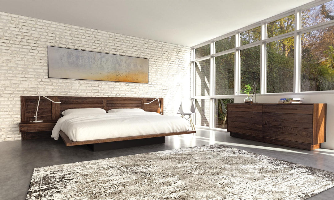 Moduluxe Attached Nightstand with Drawer in a modern Moduluxe bedroom