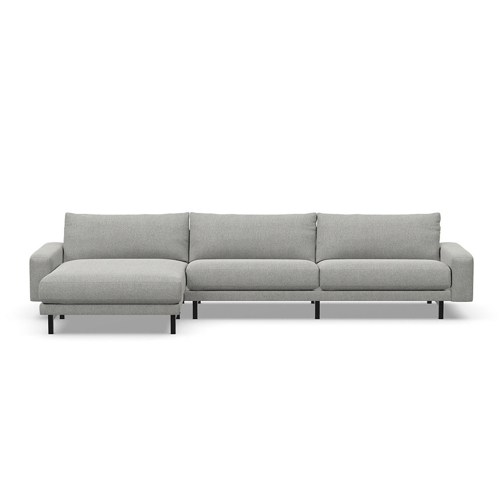 Montara two-seat-sofa/chaise sectional; pictured high-leg standard-seat configuration, chaise left.