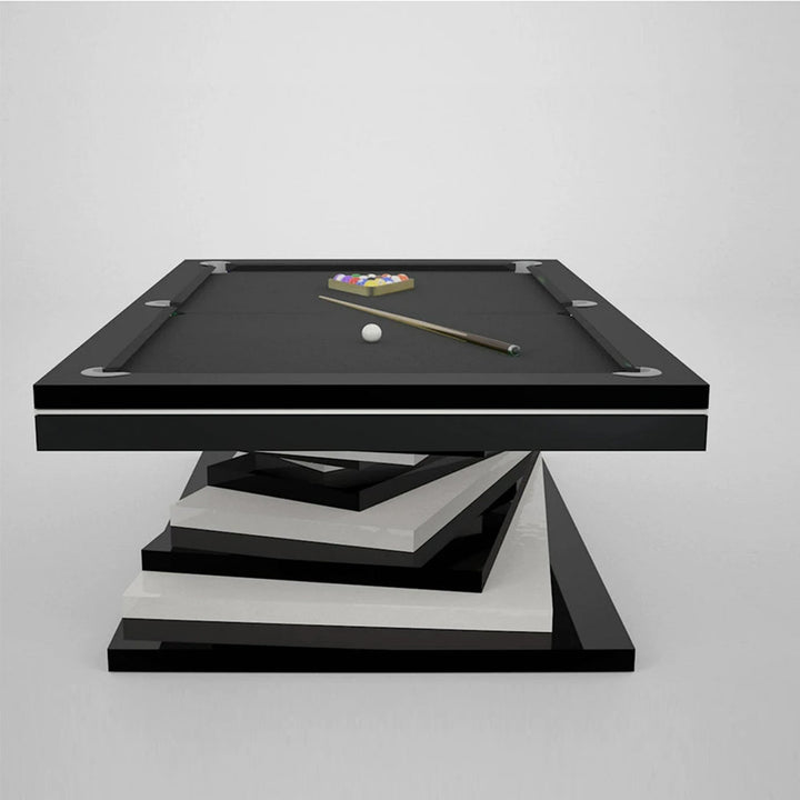 Neavio pool table by White Billiards, black and white base, studio cutout