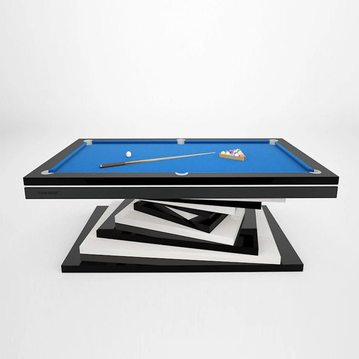 Neavio pool table, Electric Blue scheme: black and white base with blue felt