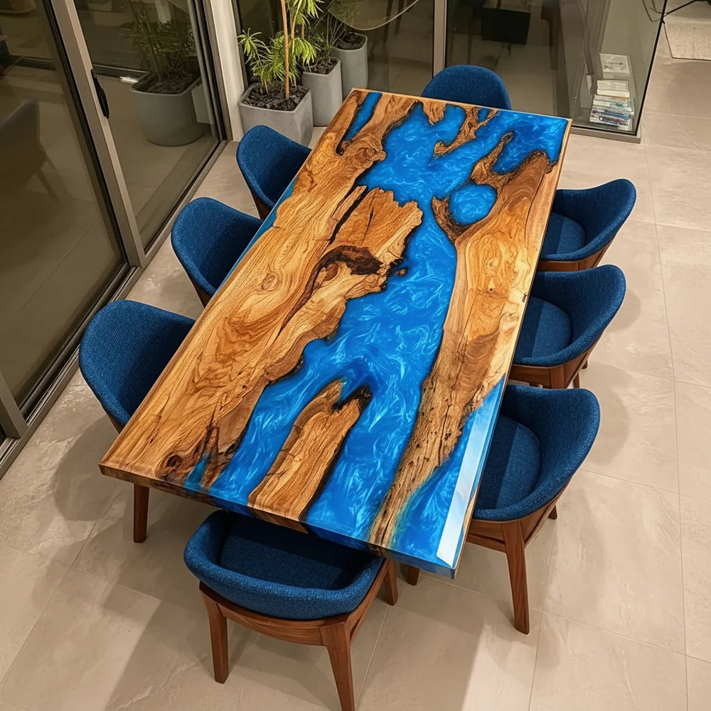 Naples Ocean Blue River Dining Table by Thomas Dawn