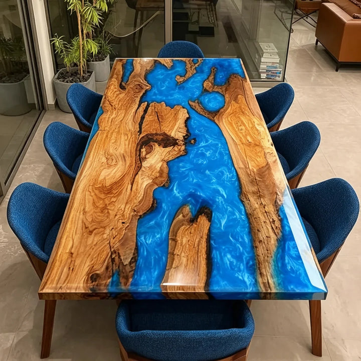 Naples Ocean Blue River Dining Table by Thomas Dawn