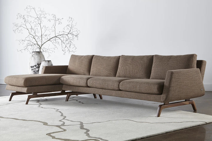 Nash three-seat sofa and chaise room scene; mirrored chaise-left layout, tables and accessories not included.