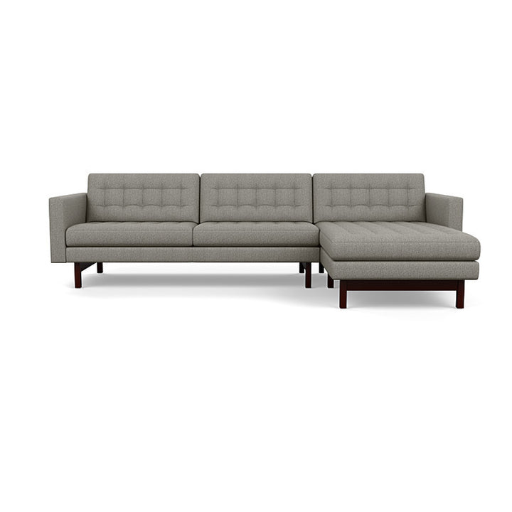 Parker two-piece sofa-chaise sectional on white; chaise right when facing the seating.