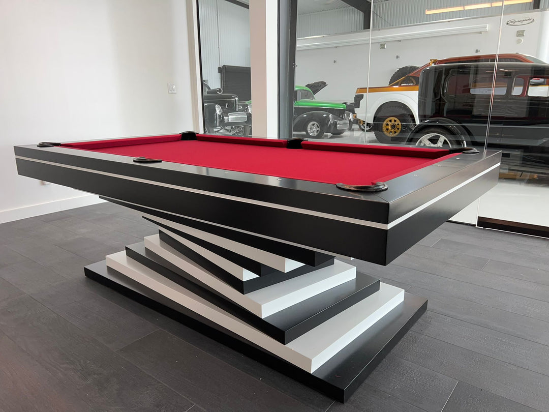 Neavio pool table red felt, angled view