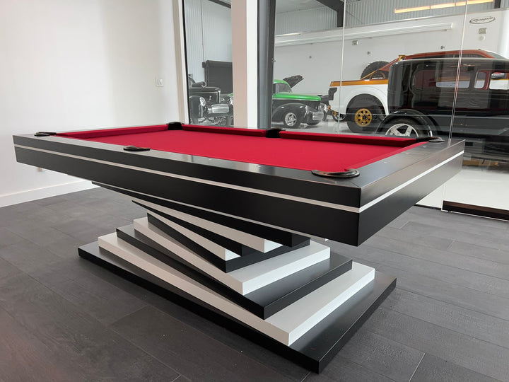 Neavio pool table red felt, angled view