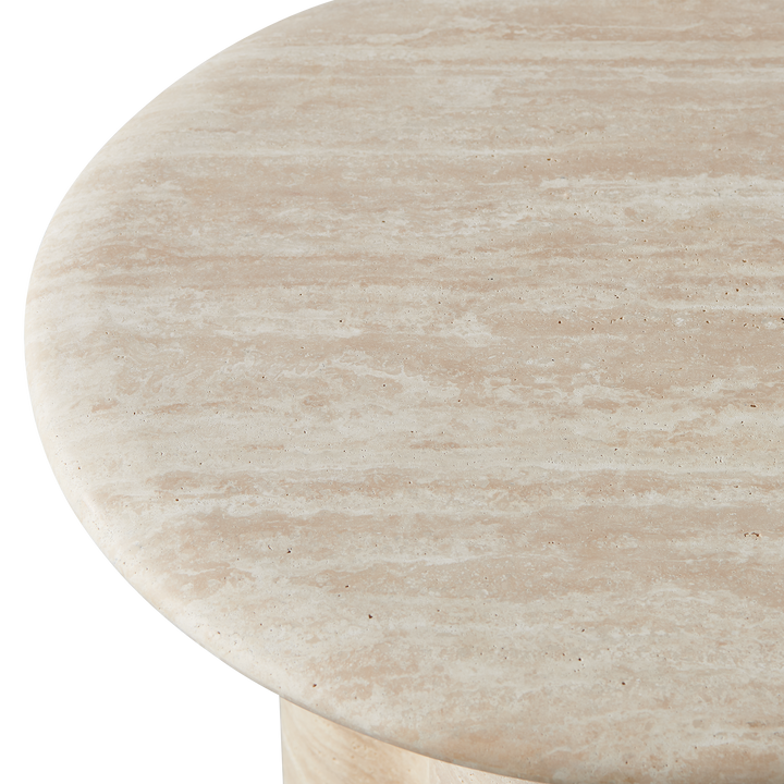 Porto Travertine Round Side Table by Harbour lifestyle 1