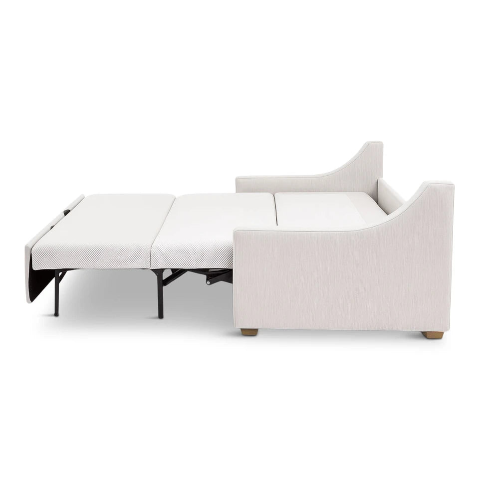 American Leather Perry Silver Sleeper opened into a bed