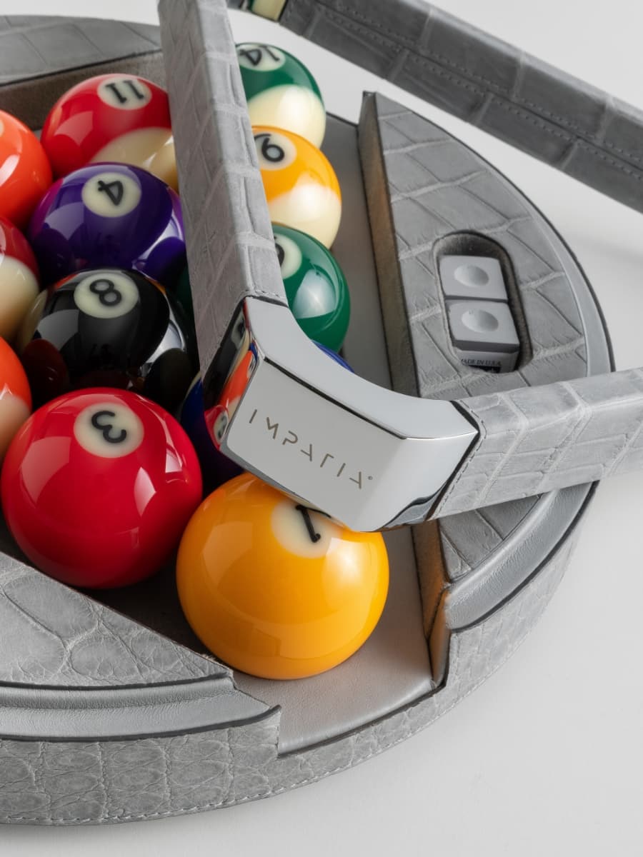 Impatia Precious Leather Billiards Game Set detail