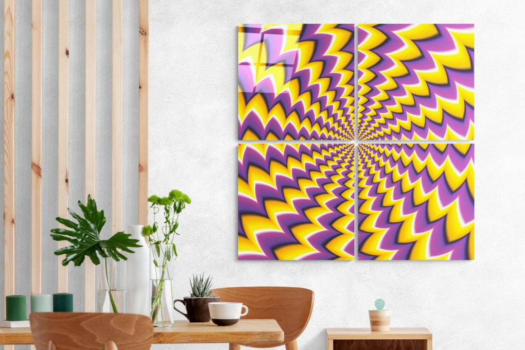 Yellow Illusion Quadro Glass Wall Art.