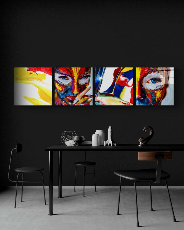 Woman and Red Quadro Glass Wall Art.