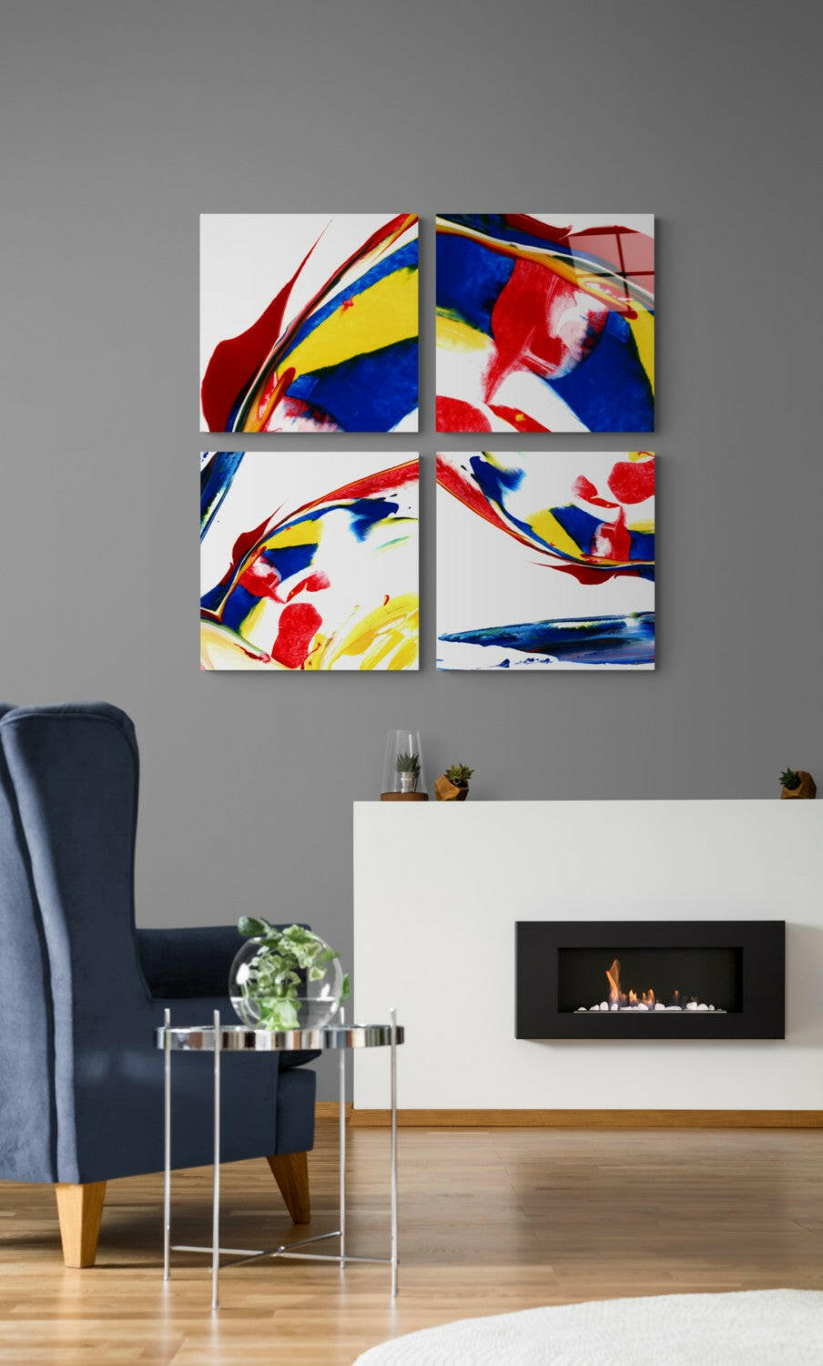 Dance of Red Quadro Glass Wall Art.