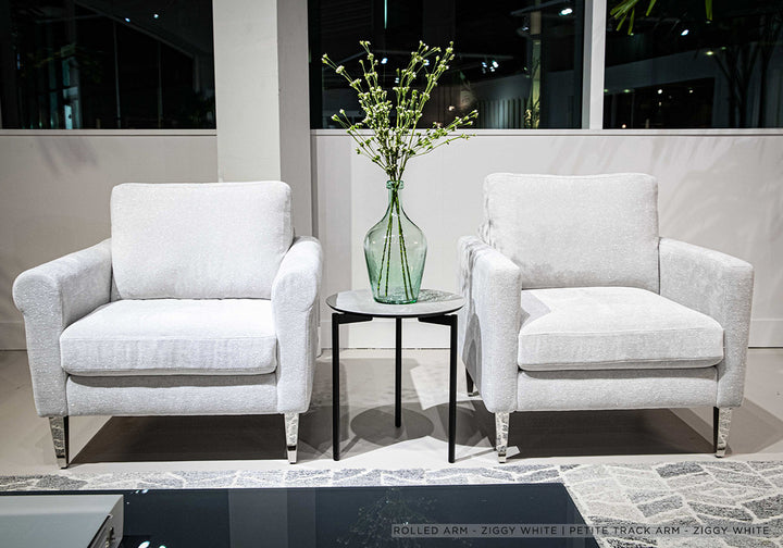 Margo Rolled Arm Sofa by American Leather — room setting; other furniture is not included