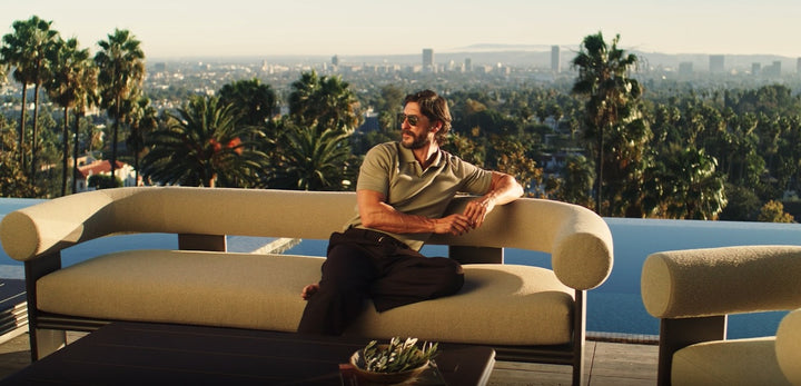 Collins Aluminum 3 Seat Armless Sofa + Table Left