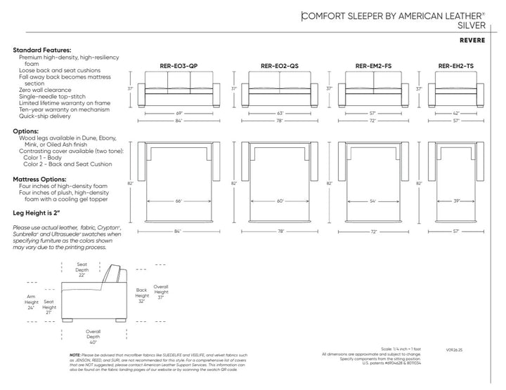 Revere Silver Sleeper Sleeper Sofas American Leather