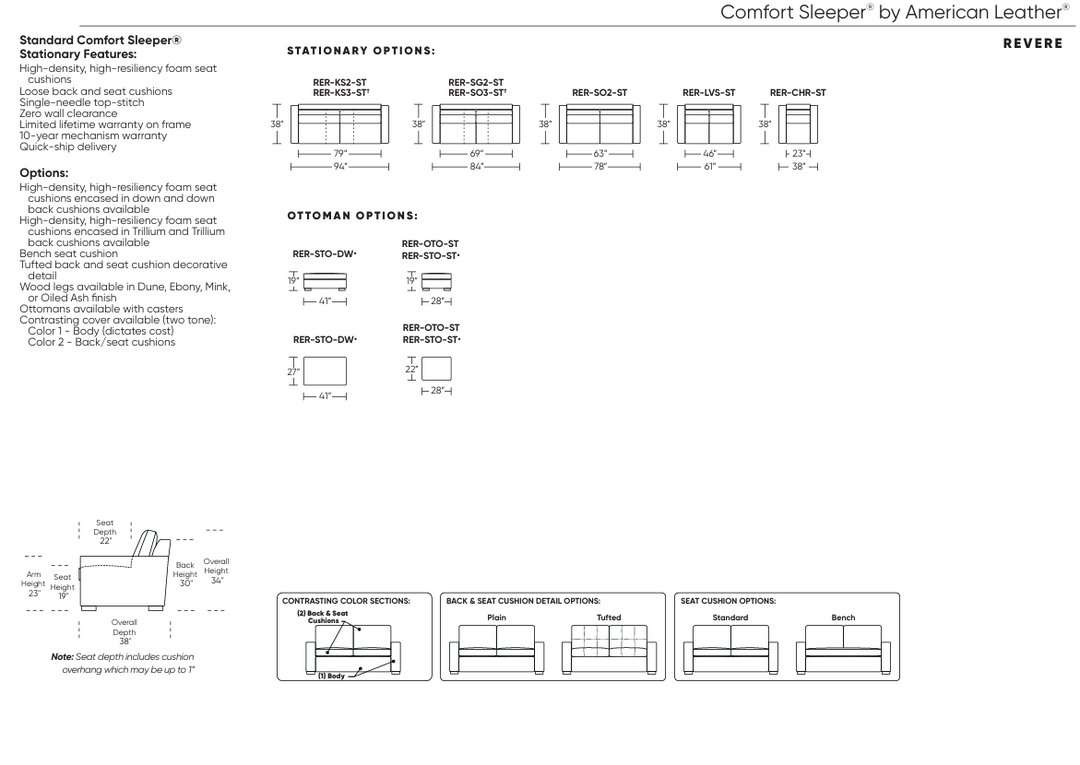 Revere Comfort Sleeper Sleeper Sofas American Leather