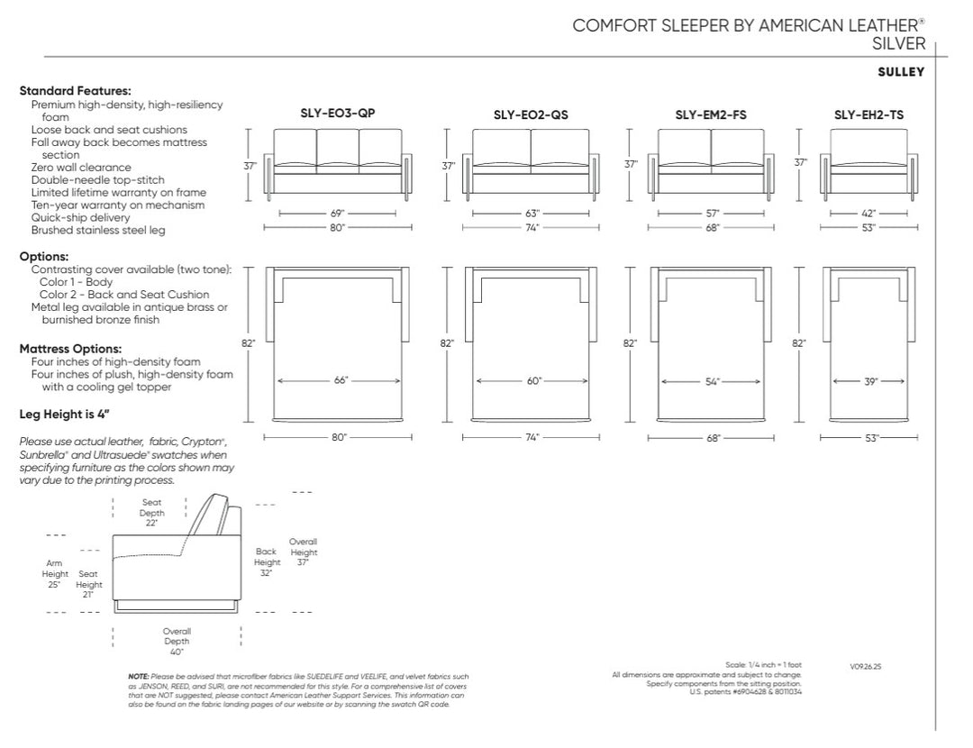 Sulley Silver Sleeper Sleeper Sofas American Leather
