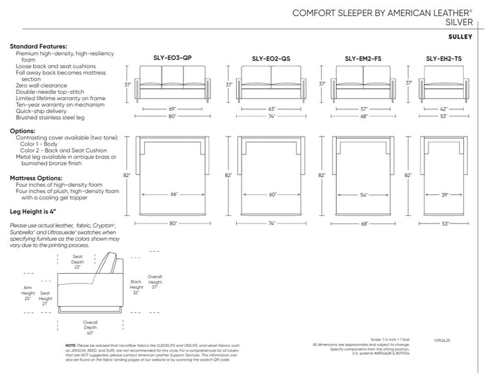Sulley Silver Sleeper Sleeper Sofas American Leather