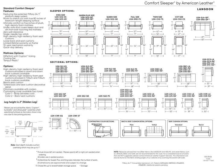 Langdon Comfort Sleeper Sleeper Sofas American Leather